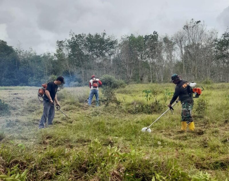 Upaya Bersama Jaga Kebersihan Lingkungan, Babinsa Bantu Warga Potong Rumput Liar