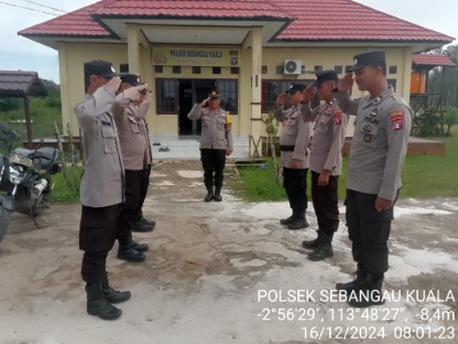 Polsek Sebangau Kuala Laksanakan Apel Serah Terima piket jaga di Halaman Mako Polsek Sebangau Kuala