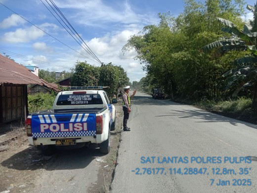 Pastikan Keamanan dan Kelancaran Pengendara, Satlantas Polres Pulang Pisau Lakukan Patroli di Daerah Rawan Laka