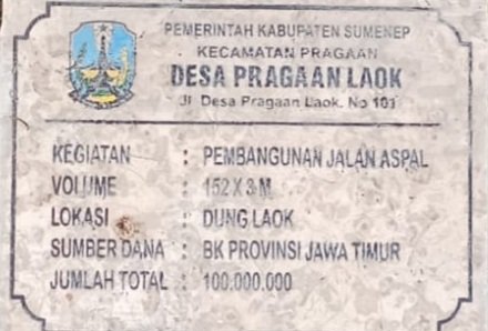REALISASI PENGGUNAAN DANA BK DESA PERAGAAN LAOK YANG DI DUGA TIDAK JELAS
