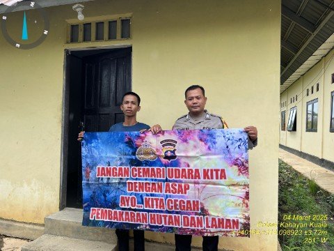 Personel Polsek Kahayan Kuala sambangi warga dan Memberikan himbauan Larangan Membakar hutan dan lahan