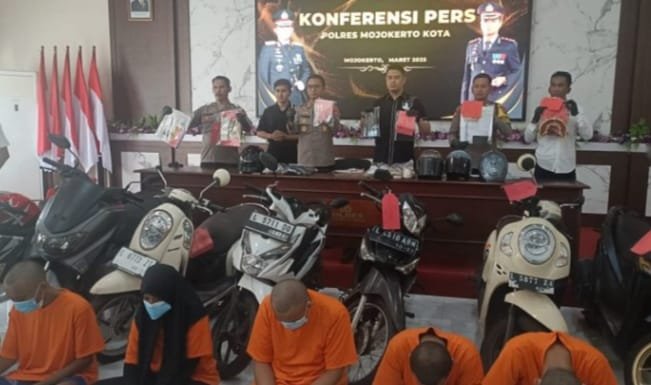 Polres Mojokerto Kota Berantas Kasus Curanmor 21 TKP, Enam Pelaku Diamankan