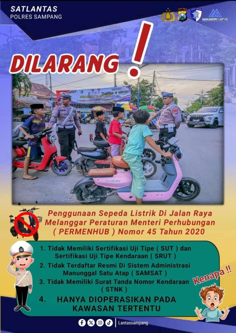 Larang Sepeda Listrik Melintas di Jalan Raya, Ini Alasan Satlantas Polres Sampang