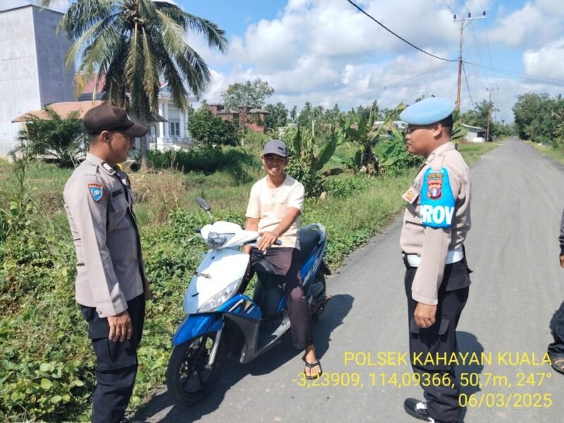 Personil Polsek Kahayan Kuala giat KRYD berupa Patroli Kamtibmas guna Cegah Kriminalitas