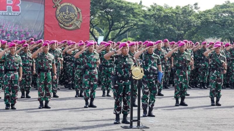 Prajurit Yonif 3 Marinir Ikuti Apel Khusus Komandan Korps Marinir Melalui Vicon