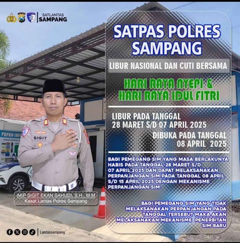 Satpas Polres Sampang Berikan Himbauan Terkait Libur Nasional dan Cuti Bersama