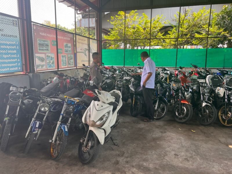 Puluhan Motor Barang Bukti Hasil Operasi Terpadu Polres Pasuruan Kota Diamanakan di Gudang Rubasan II Jatim