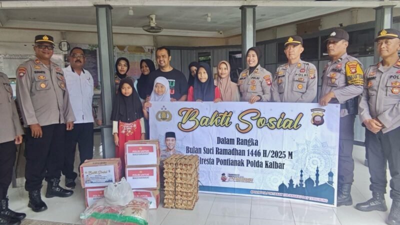 Keberkahan Ramadhan, Polresta Pontianak Silaturahmi ke Panti Asuhan Aisyiyah Nur Fauzi dan Salurkan Sembako