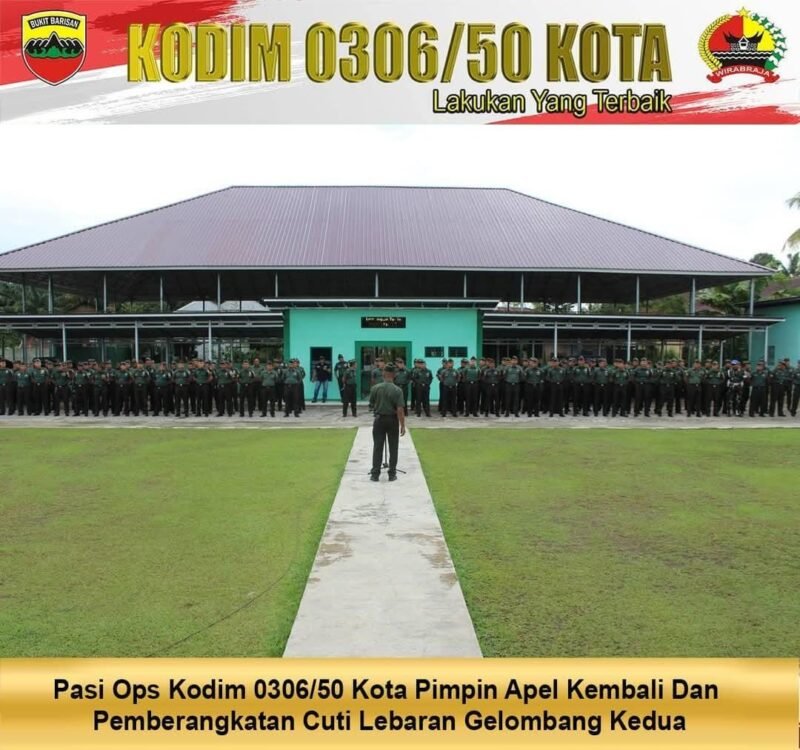 Kodim 0306/50, Kota Pimpin Apel Kembali Dan Pemberangkatan Cuti Lebaran Gelombang Kedua