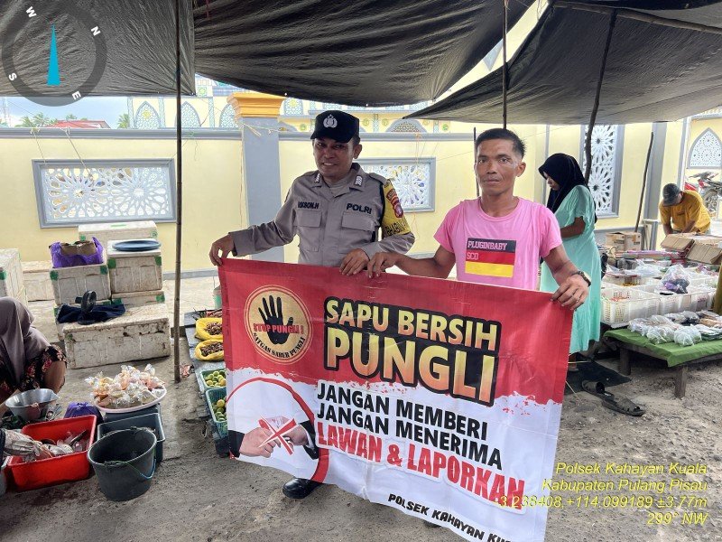 Polsek Kahayan Kuala lakukan sosialisasi kepada warga terkait telah di bentuknya Tim Satgas Saber Pungli di Wilkum Polres Pulang Pisau