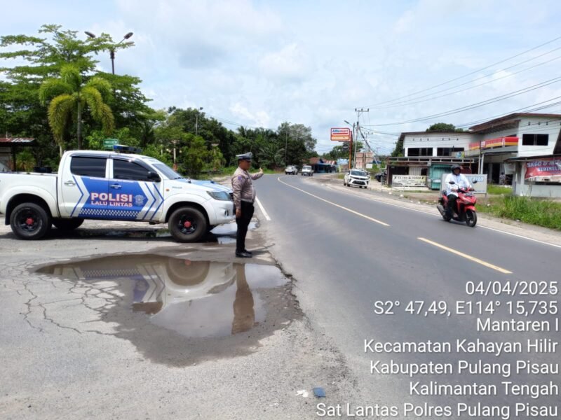 Anggota Satlantas Polres Pulang Pisau Giat Patroli Wilayah Dan Atensi Jalur Rawan Gangguan Kamtibmas Laka Lantas