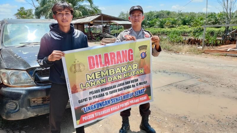 Polsek Sebangau Kuala Mensosialisasikan Himbauan Melarang Membakar Hutan atau lahan kepada Masyarakat