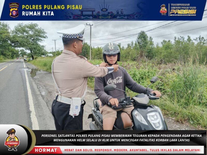 Pastikan Bunyi Klik Saat Memakai Helm, Himbauan Yang Diberikan Satlantas Polres Pulang Pisau