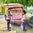 Personil Satbinmas tingkatkan sosialisasi nomor call center Polisi dan aplikasi pelayanan pengaduan Polres Pulpis melalui mobil Pos Polisi keliling