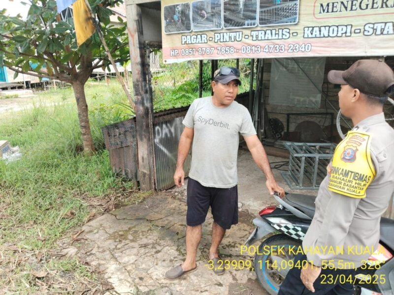 Personel Polsek Kahayan Kuala menyampaikan pesan Kamtibmas, dan Himbauan kamtibmas dan mendukung Program pemerintah terkait ketahanan pangan