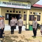 Rutinitas Personil polsek Kahayan kuala melaksanakan serah terima piket penjagaan mako polsek Kahayan kuala