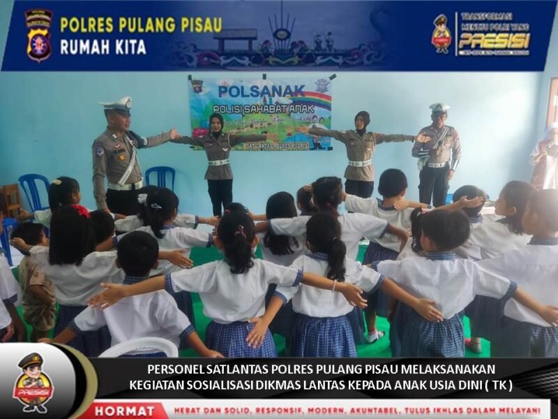 Tanamkan Disiplin Lalu Lintas Sejak Dini, Unit Kamsel Polres Pulang Pisau Berikan Dikmas Lantas Anak TK Santha Maria Emakulata