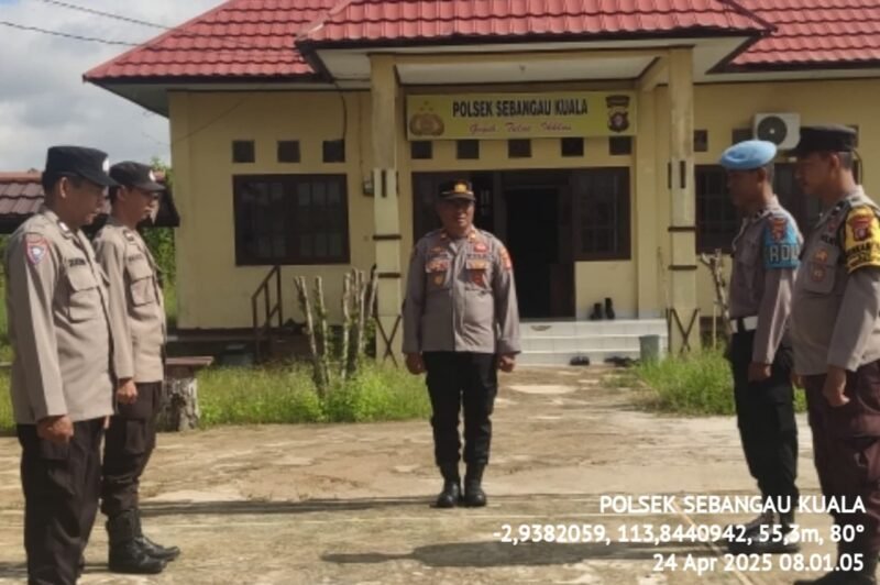 Polsek Sebangau Kuala Laksanakan Apel Serah Terima piket jaga di Halaman Mako Polsek Sebangau Kuala