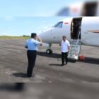 Danlanud Leo Wattimena Morotai Sambut Kedatangan Menteri Kelautan dan Perikanan RI
