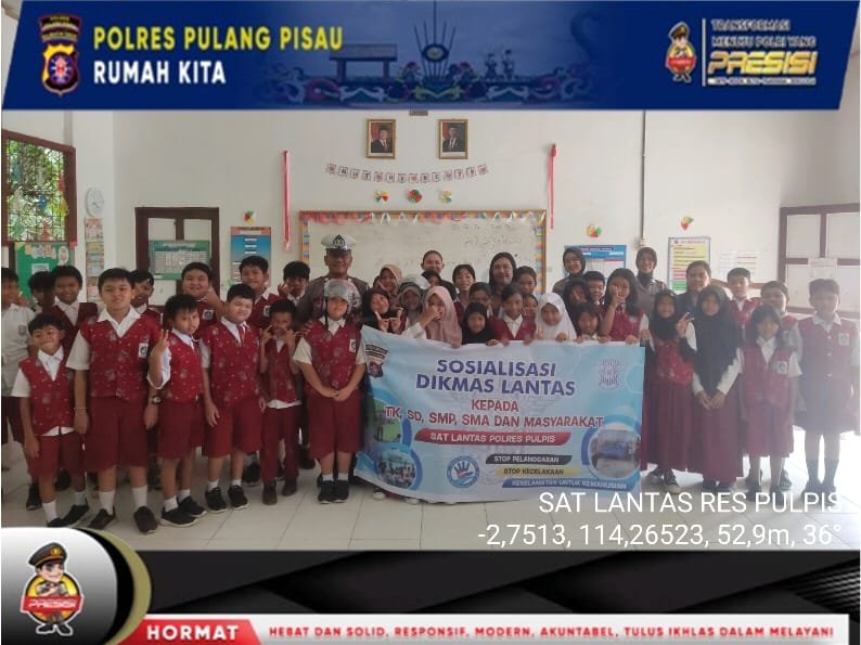 Satuan Lalu Lintas Polres Pulang Pisau Berikan Sosialisasi Dikmas Lantas Kepada Pelajar SD