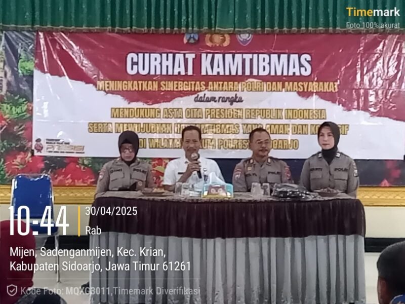 Kamtibmas Polres Sidoarjo Gelar Sinergi, Curhat di Balai Desa Sedenganmijen