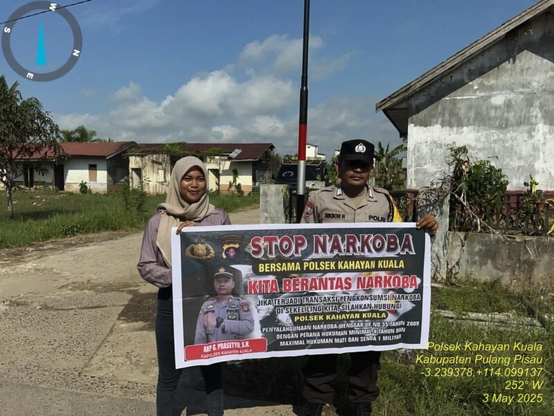 Polsek Kahayan Kuala melaksanakan giat Binluh himbauan tentang larangan Narkoba di wilayah kecamatan Kahayan Kuala