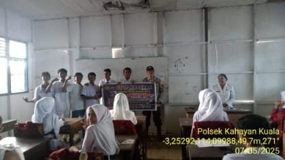 Polsek Kahayan Kuala melaksanakan giat Binluh himbauan tentang larangan Narkoba di wilayah kecamatan Kahayan Kuala