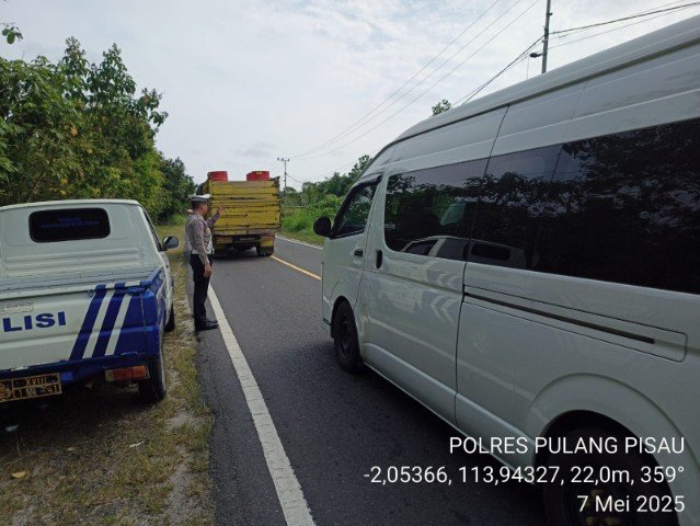 Anggota Satlantas Polres Pulang Pisau Giat Patroli Wilayah Dan Atensi Jalur Rawan Gangguan Kamtibmas Laka Lantas