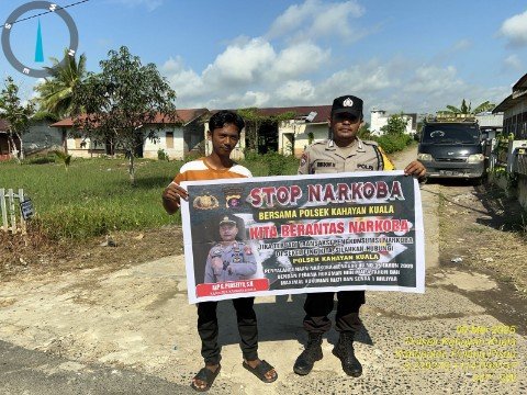 Polsek Kahayan Kuala melaksanakan giat Binluh himbauan tentang larangan Narkoba di wilayah kecamatan Kahayan Kuala