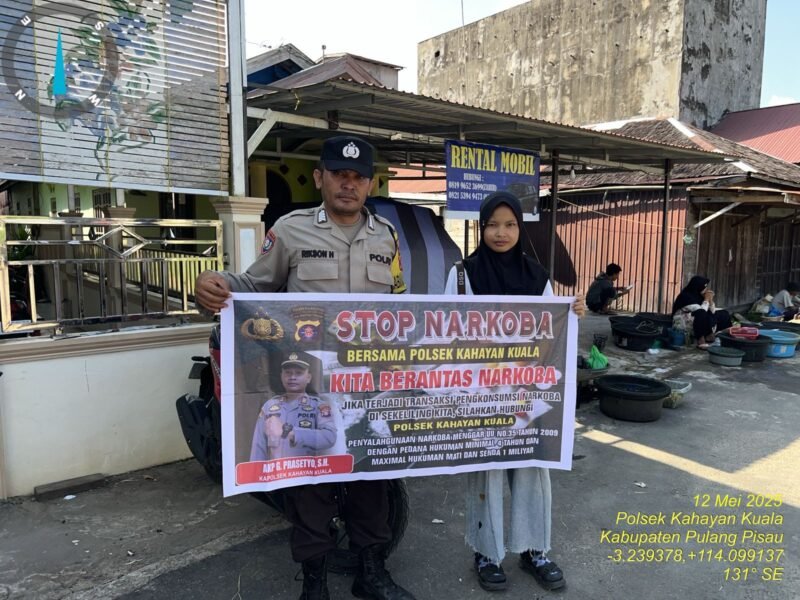Polsek Kahayan Kuala melaksanakan giat Binluh himbauan tentang larangan Narkoba di wilayah kecamatan Kahayan Kuala