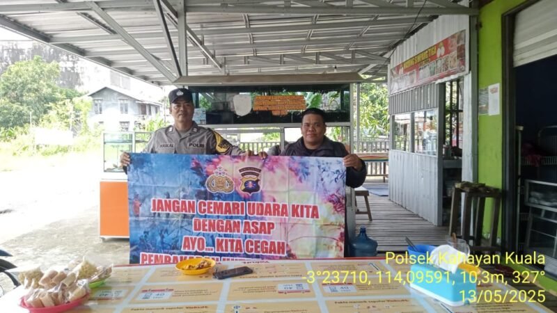 Personel Polsek Kahayan Kuala sambangi warga dan Memberikan himbauan Tentang Larangan Membakar hutan dan lahan
