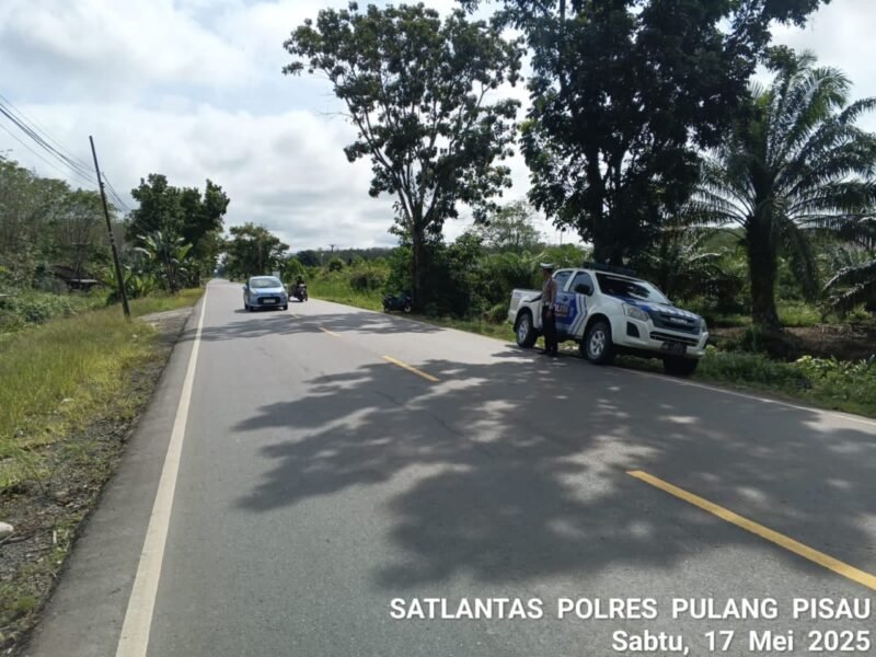 Anggota Satlantas Polres Pulang Pisau Giat Patroli Wilayah Dan Atensi Jalur Rawan Laka Lantas