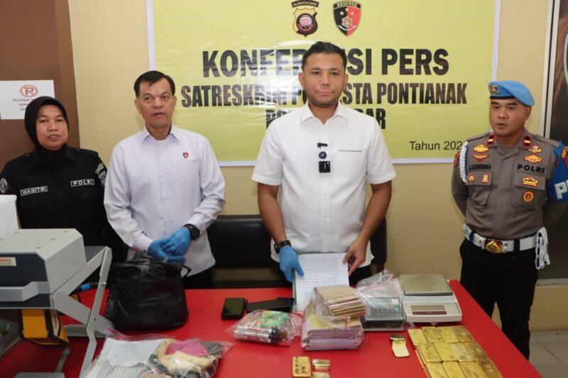 Aksi Emas Ilegal Dibongkar, Polresta Pontianak Amankan 47 Batang Emas & Tangkap 4 Pelaku