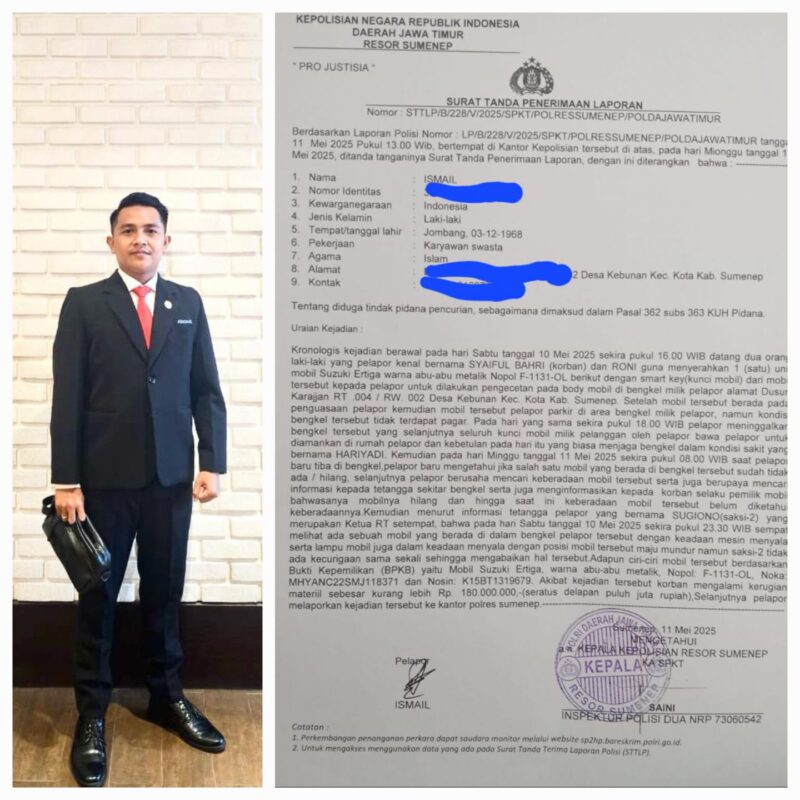 Polres Sumenep Lamban, Tangani Kasus Pencurian Mobil Ertiga Smart Key