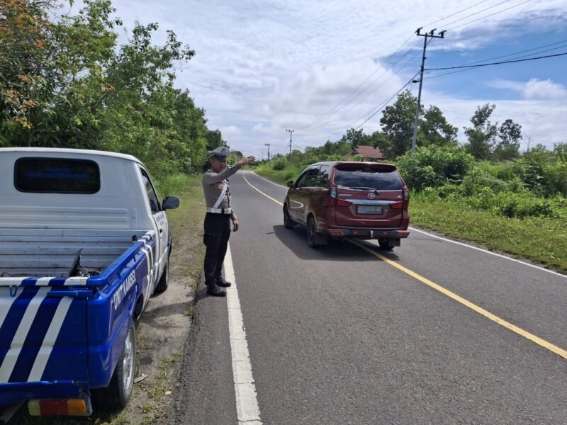 Anggota Satlantas Polres Pulang Pisau Giat Patroli Wilayah Dan Atensi Jalur Rawan Gangguan Kamtibmas Laka Lantas