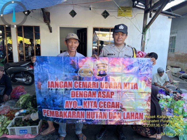 Personel Polsek Kahayan Kuala sambangi warga dan Memberikan himbauan Tentang Larangan Membakar hutan dan lahan