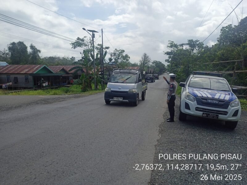 Anggota Satlantas Polres Pulang Pisau, Giat Patroli Wilayah Dan Atensi Jalur Rawan Gangguan Kamtibmas Laka Lantas