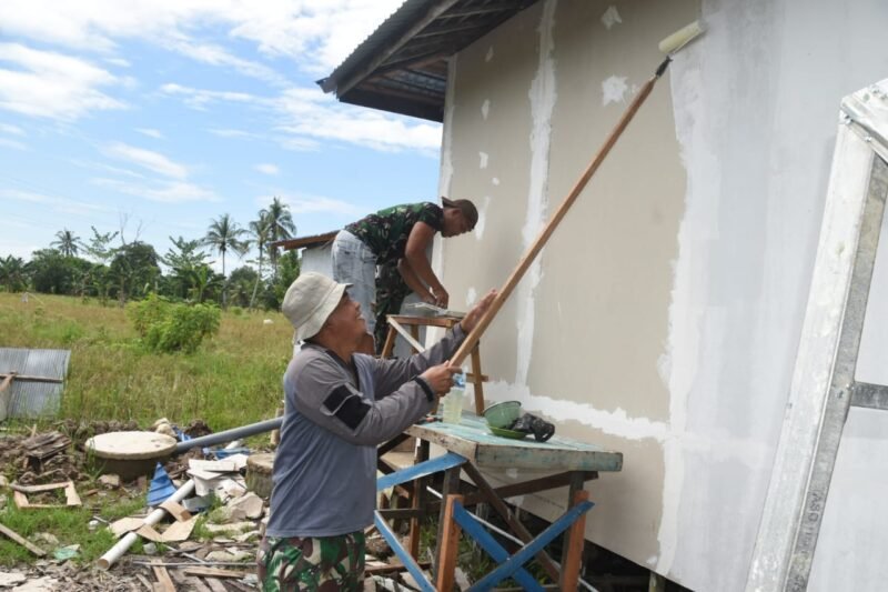 Satgas TMMD, ke-124 Kodim 1002/HST Terus Kejar Target Rehab Rumah Ibadah Langgar Darussalam