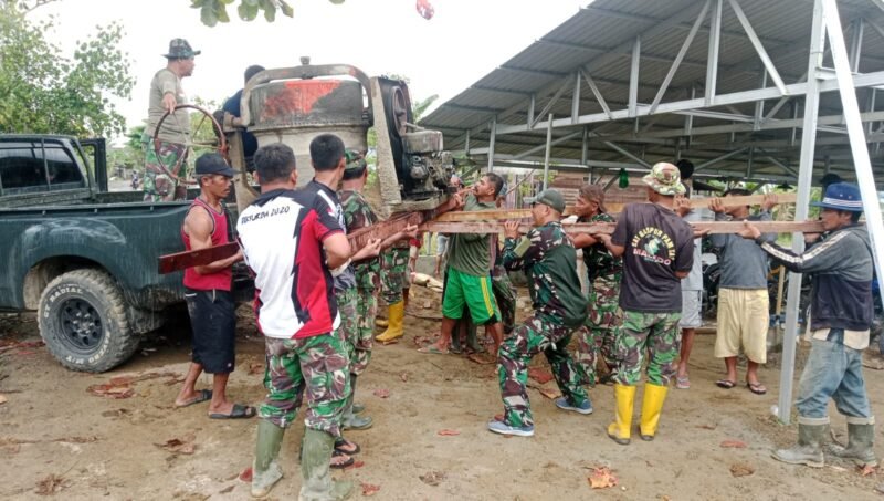 Satgas TMMD Datangkan Molen, Percepat Pengecoran Langgar Darussalam