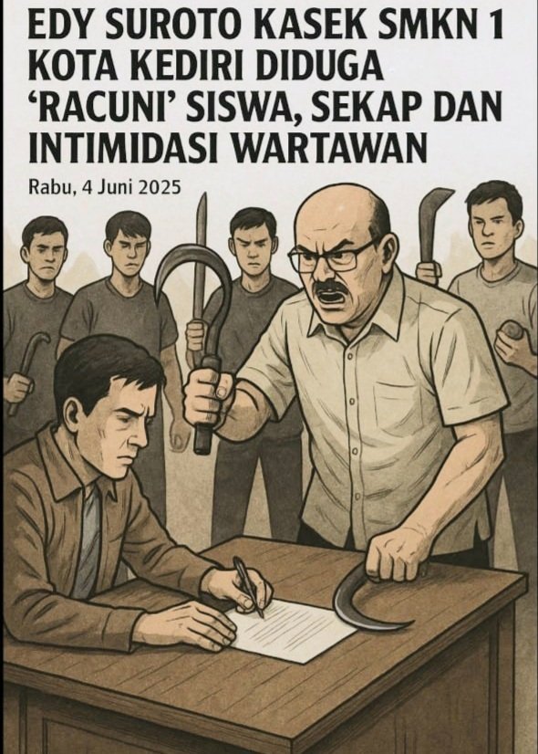 Edy Suroto Kasek SMKN 1 Kota Kediri Diduga “Racuni” Siswa,Sekap dan Intimidasi Wartawan