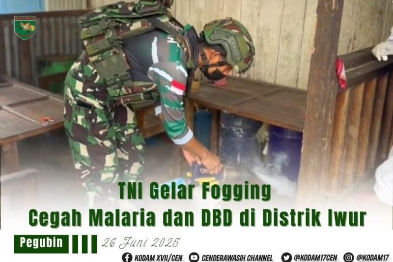 TNI Gelar, Fogging Cegah Malaria dan DBD di Distrik Iwur