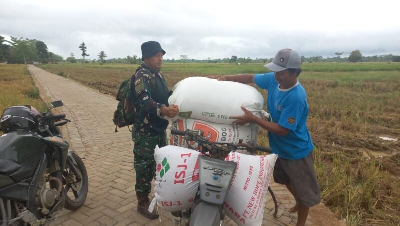 Tim Penerangan Kodim 1002/HST Turut Ulurkan Tangan Bantu Warga di Lokasi TMMD