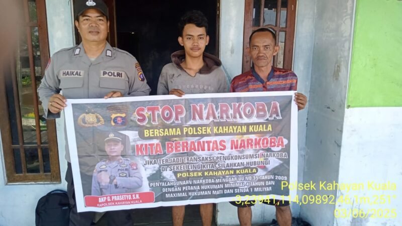 Polsek Kahayan Kuala, melaksanakan giat Binluh himbauan tentang larangan Narkoba di wilayah kecamatan Kahayan Kuala
