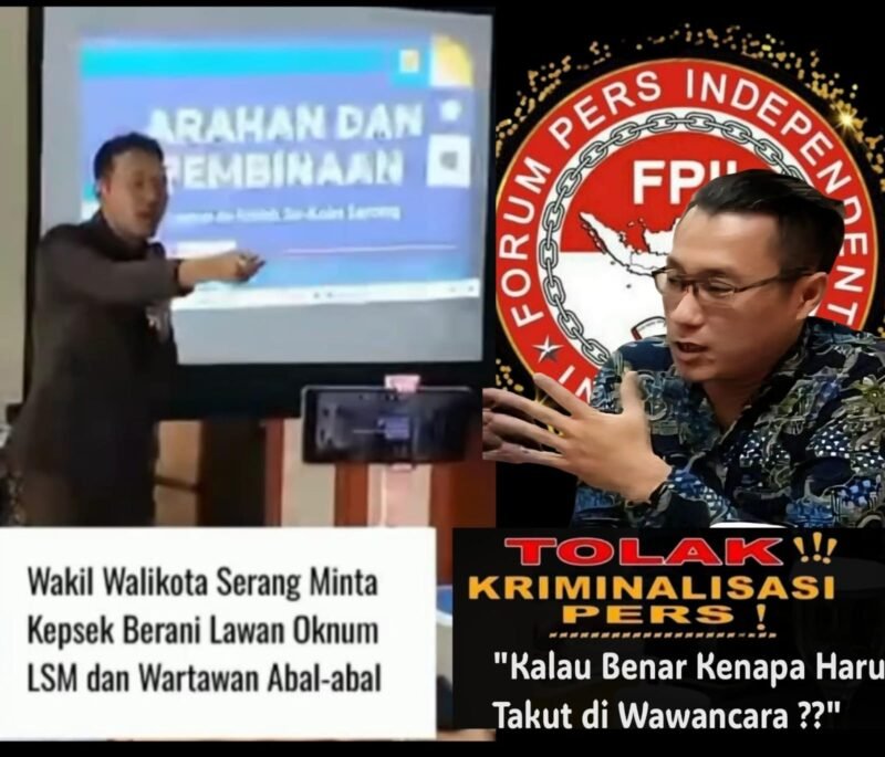 Noven Saputera, S.H. : Wakil Walikota Serang Jangan Asal Bicara Pahami Dulu UU Pers No.40 Tahun 1999 dan UU Nomor 14 Tahun 2008 Tentang Keterbukaan Informasi Publik