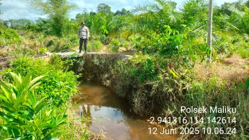Poslek Maliku Melaksanakan Pengecekan Sekat Kanal di Wilkumnya.