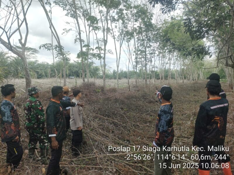Poslap 17 Laksanakan Patroli Daerah Rawan Karhutla di Wilkum Polsek Maliku