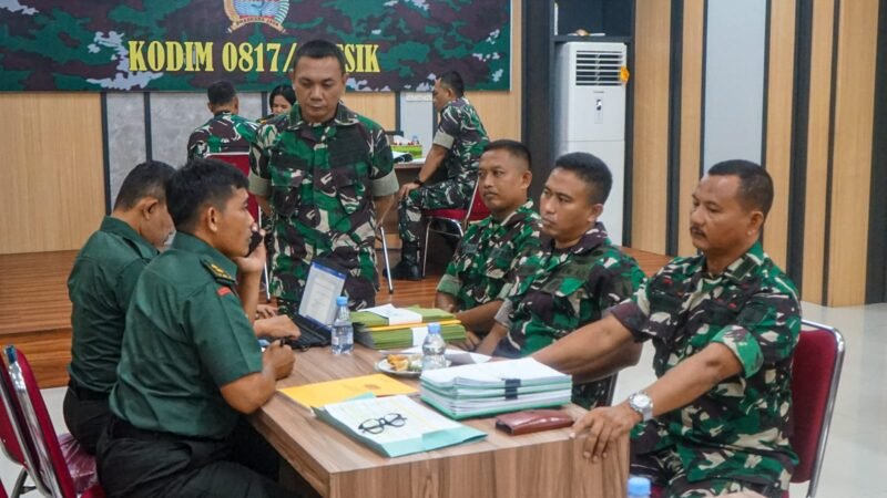 Tim Verifikasi Korem 084/Bhaskara Jaya Laksanakan Kegiatan Verifikasi di Makodim 0817/Gresik Jelang Sertijab Dandim