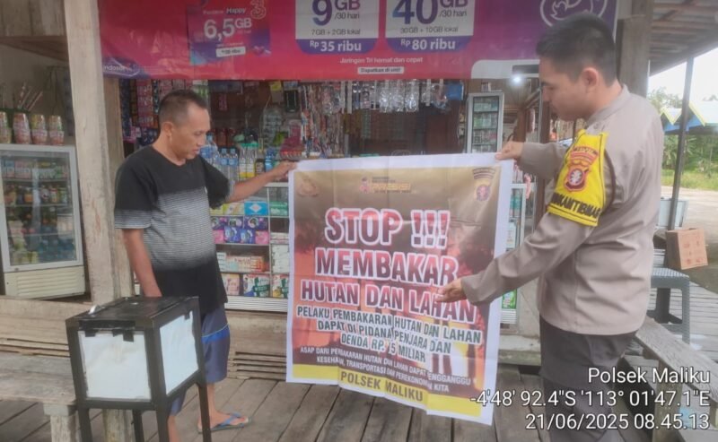 Sosialisasikan Larangan Karhutla untuk Warga Masyarakat di Wilkum Polsek Maliku