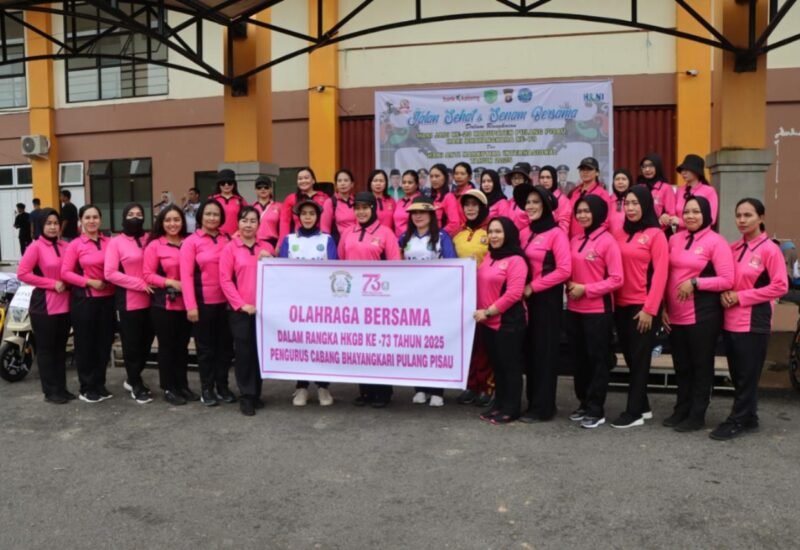 Rayakan HKGB ke-73, Bhayangkari Pulang Pisau Gelar Senam & Jalan Santai Bersama