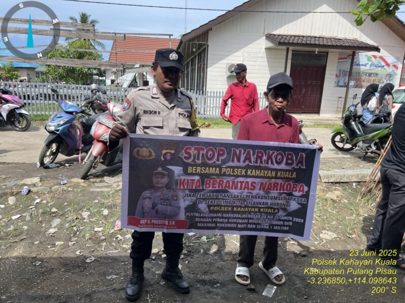 Polsek Kahayan Kuala melaksanakan giat Binluh himbauan tentang larangan Narkoba di wilayah kecamatan Kahayan Kuala